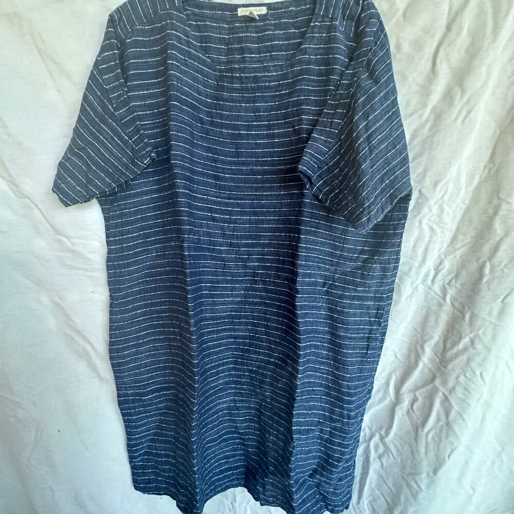 Eileen Fisher Linen Pinstripe Tee Shirt Dress